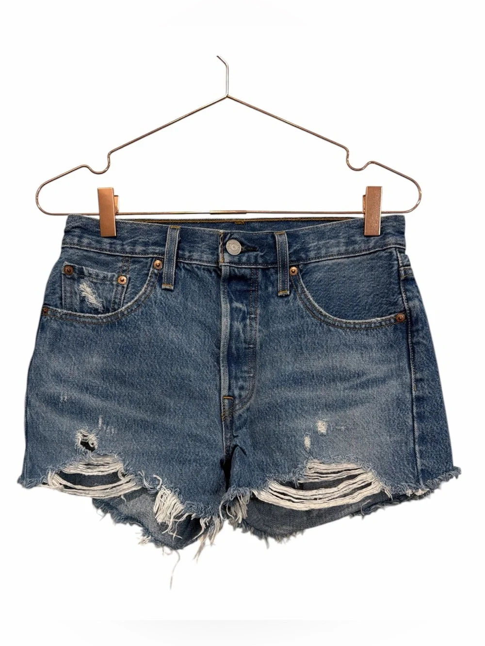 Levi's Distressed Denim Jean Shorts - Blue